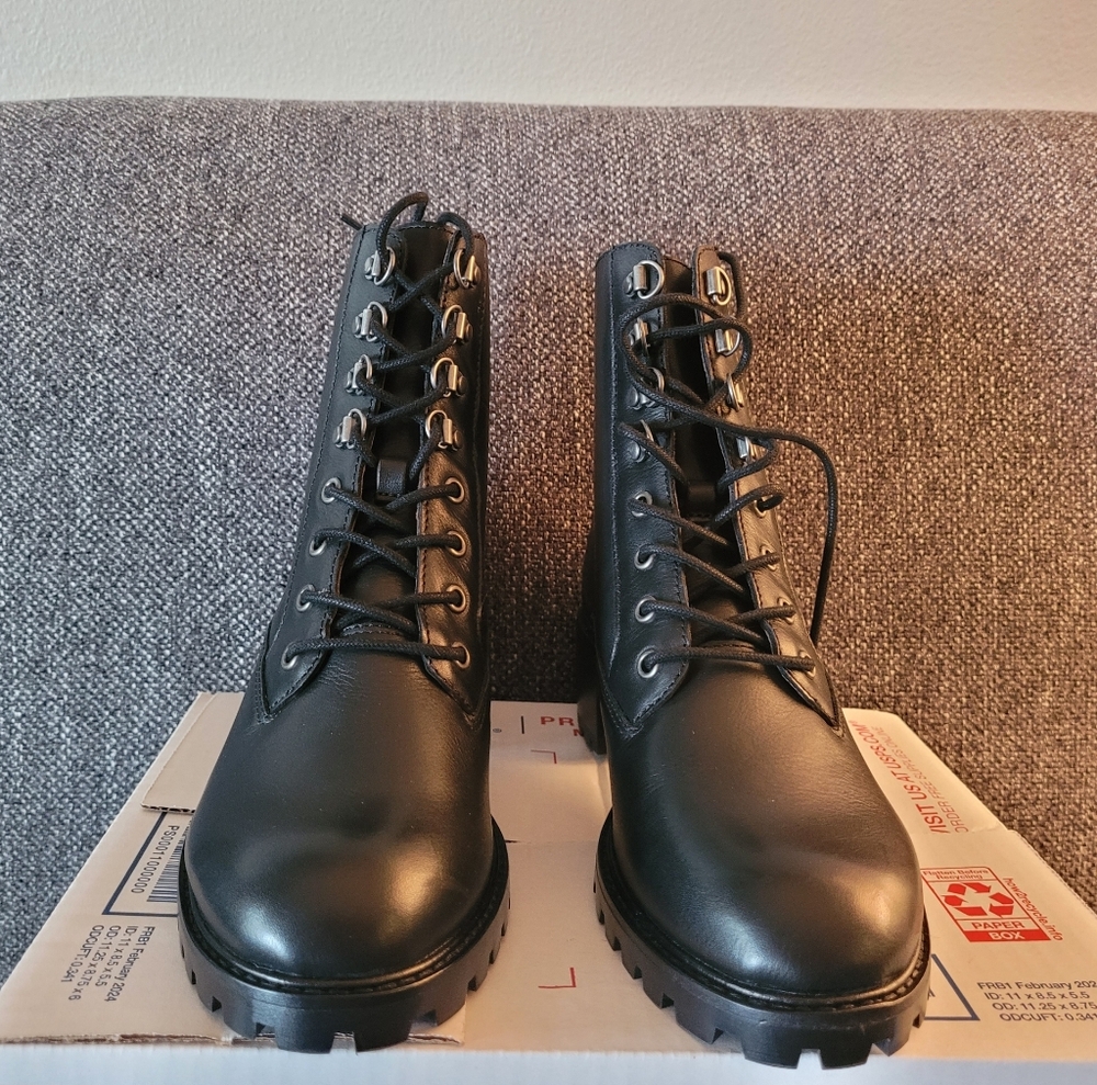 Madewell The Julien Lace Up Lugsole Boots Women sz 5.5 Combat Style Leather - Picture 2 of 7